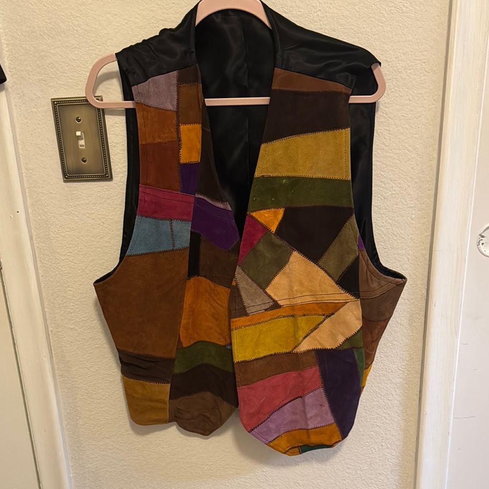 Chic Multicolor Suede Patchwork Vest - image 1